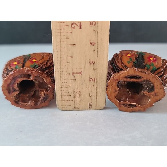 Vintage Walnut Pit Shaped Handpainted Floral Salt And Pepper Shakers, READ - Picture 10 of 10